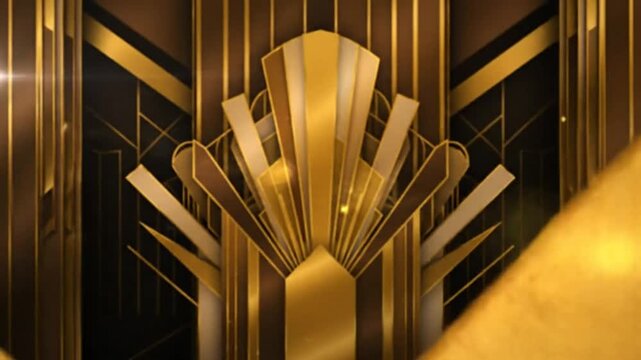 Art Deco golden background with geometric shapes, elegant art deco design, perfect for glamorous events