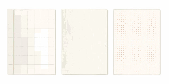 notebook pages assorted styles and textures isolated on white