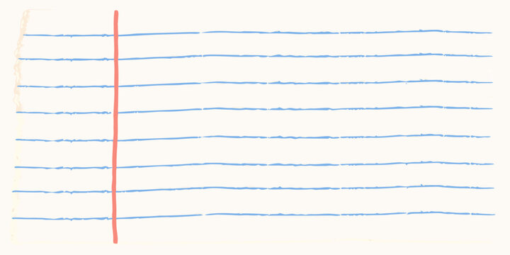 Lined notebook paper with red margin illustration on white background