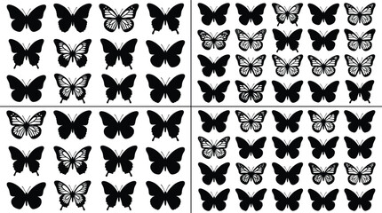 Butterfly silhouette and decorative insect icon collection isolated for nature design tattoo and ornamental graphic projects © Niheranjan