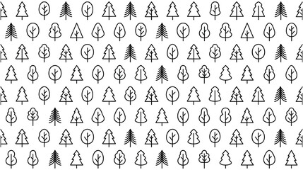 Seamless pattern with simple geometric trees in various styles. © GW