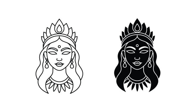 Epic medieval knight in full armor holding a broadsword vector graphic in outline and solid silhouette styles isolated on white background symbolizing strength and bravery