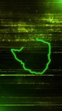 Mobile Vertical Resolution, 2160x3840 Pixels, Zimbabwe Country Digital Futuristic Glitch Map, Suitable for Politics, Elections, News and Sports Events