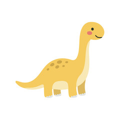 Cute Yellow Brachiosaurus Dinosaur Character for Kids Prehistoric Theme © Hellotatary