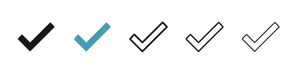 Check line icon set. checkmark line icon. accept, verify or done check mark sign. right checkbox button for Ui designs. Thin line customizable illustration. Contour symbol. Vector. Editable stroke  © Lovely