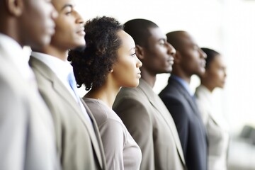 Fototapeta premium Business professionals standing in profile line