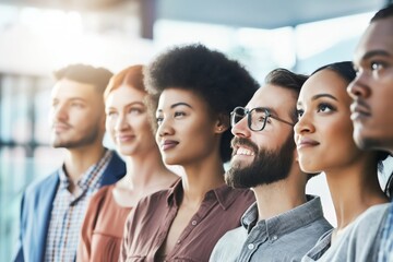 Obraz premium Diverse professionals looking forward with confidence