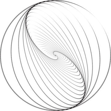 Abstract Geometric Sphere of Dotted Concentric Circles and Spiraling Elliptical Lines