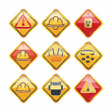 Construction Safety Signs Collection: Warning, Hard Hat, Radiation, Danger