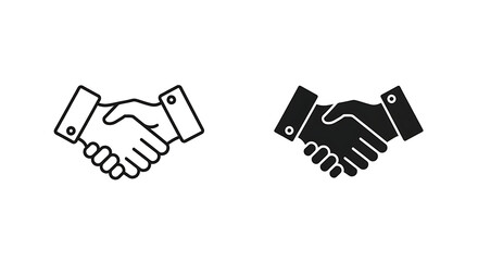 Two handshake icons isolated on white background © HB