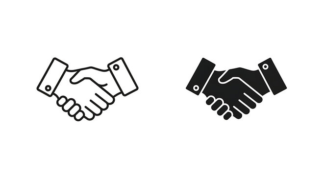 Two handshake icons isolated on white background