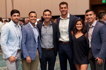 Fototapeta premium Friends posing together smiling at gathering
