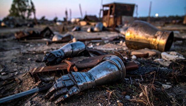 Scattered Medieval Armor Pieces in Ruins