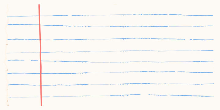 Lined notebook paper hand drawn style off white background
