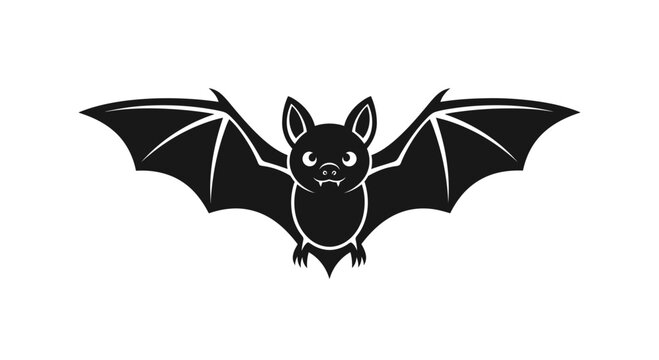 Black silhouette of a flying bat.