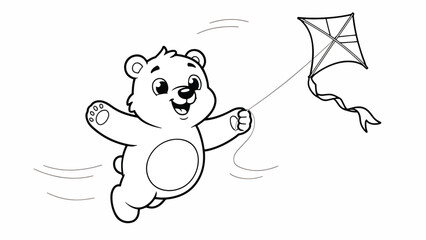 Fototapeta premium Teddy bear flying a kite outdoors.