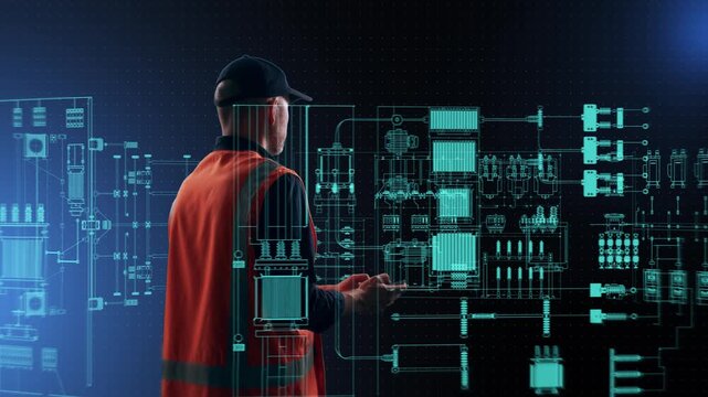 Technical Personnel Carefully Assess Infrastructure Components With Augmented Reality Overlay Technology