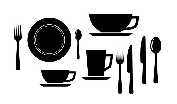 Vintage culinary emblem vector icon classic chef crest with kitchen plate cutlery and cup isolated on white background