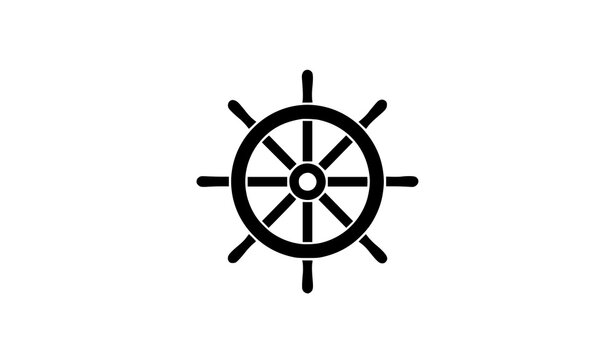 Tribal tattoo ship steering wheel vector design black nautical helm icon isolated on white background