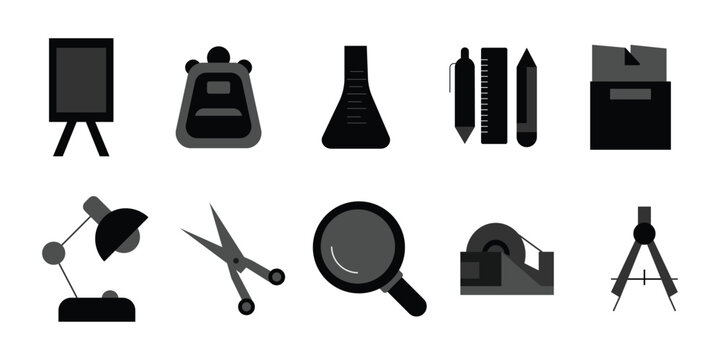 Web School stationary icon set. Seamless pattern with school and education elements, 