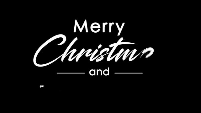 Merry Christmas and Happy New Year text animation with a simple minimalist theme. Alpha background ready to use for greetings.