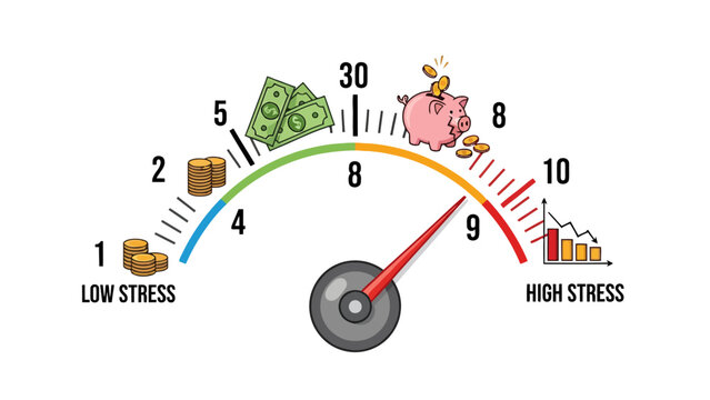 Financial Stress Meter Gauge.