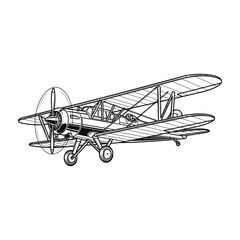 Vintage biplane aircraft illustration © MDFAZLE