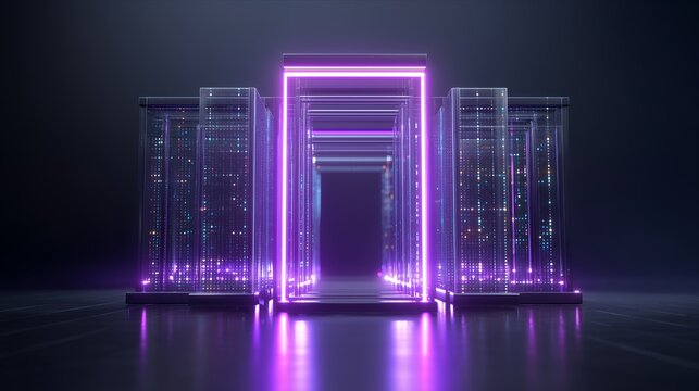 Advanced Cybersecurity Infrastructure with Secure Network Gateway, Digital Data Protection System, Enterprise Security Architecture and Futuristic Zero Trust Technology Concept