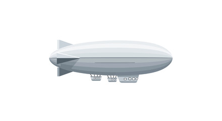 Large silver blimp airship vehicle flying. © Azrha