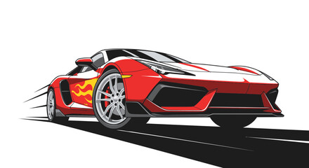 Obraz premium Red Sports Car Speed Racing Vehicle.