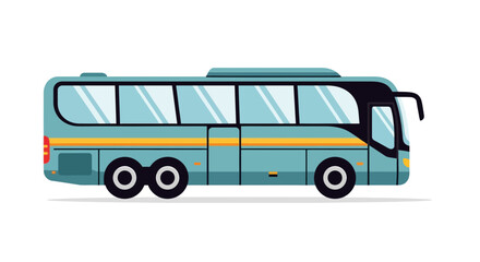 Teal colored bus with wheels. © Azrha