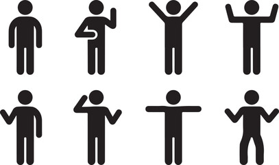 Simple happy and waving stick figure icons © Masud