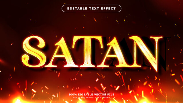 Satan hell glow and fire cinematic 3d text effect with fire burn background