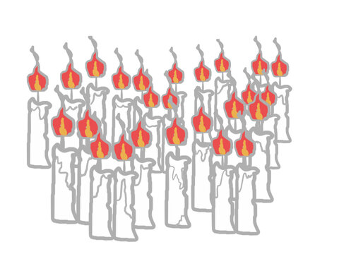 An illustration of many lit candles used in ghost stories.タ
