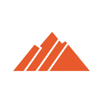 Minimalist Orange Mountain Peaks Logo Design on White Background