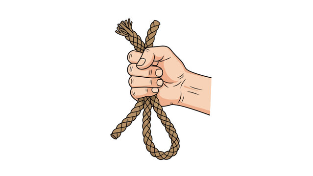 Hand Holding Rope Closeup.