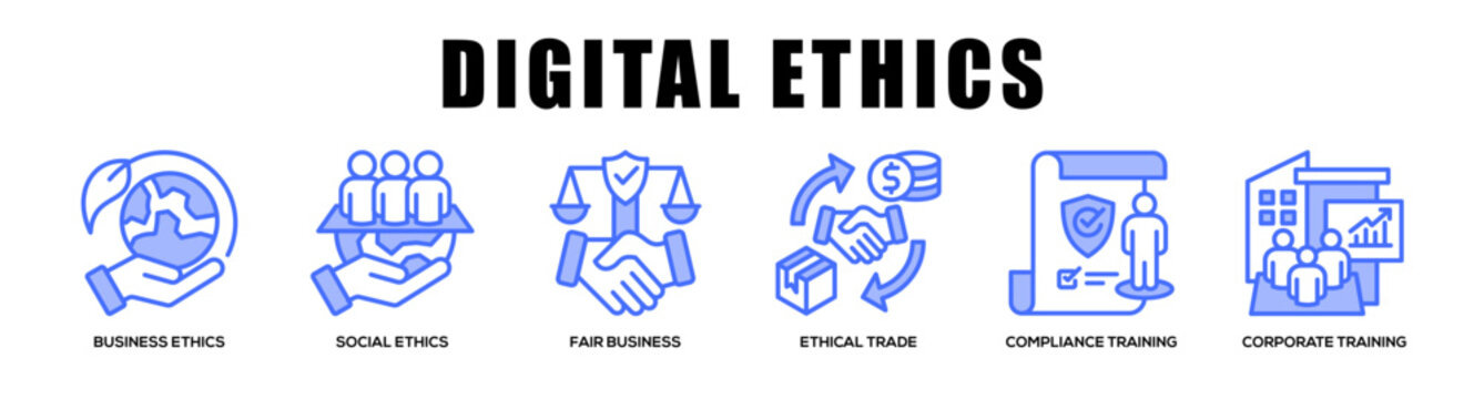 blue - Digital Ethics web banner icon vector illustration concept