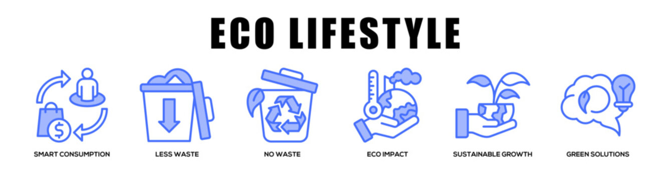 blue - Eco Lifestyle web banner icon vector illustration concept