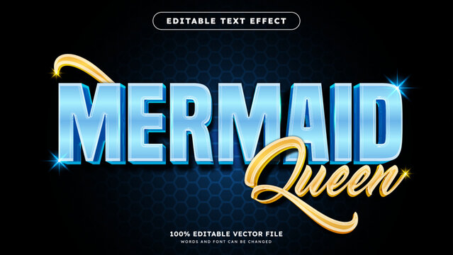 Mermaid Queen Vector Fully Editable Text Effect realistic metalic luxury style