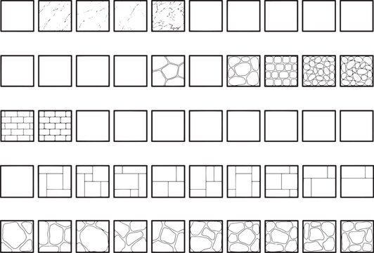 A collection of various stone textures, displayed in a grid, ideal for architectural and design applications. This image shows a range of stone finishes.