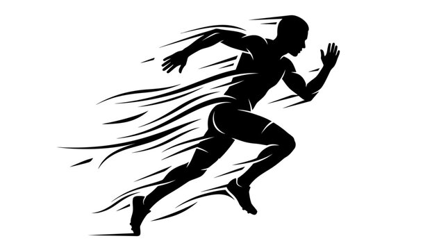 Dynamic silhouette of a runner in motion, capturing the essence of speed and athletic performance with stylized streaks