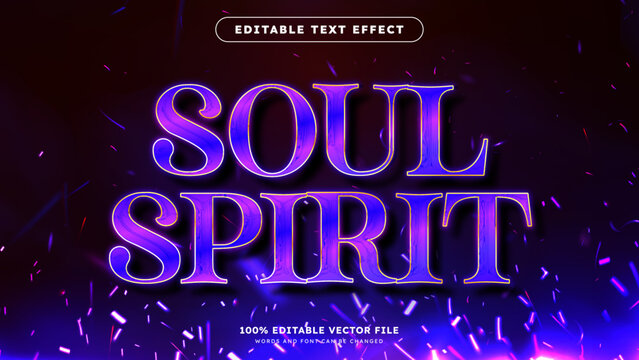 Soul glow and purple fire cinematic 3d text effect with fire burn background