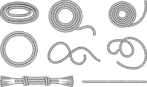 Rope knots and braids collection illustration