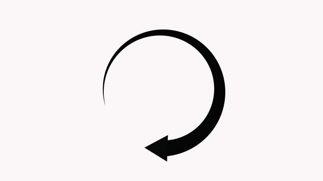 Animated rotating circular arrow for loading process update and refresh cycle motion graphics on solid background,with 4k video animation.