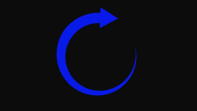 Animated rotating circular arrow for loading process update and refresh cycle motion graphics on solid background,with 4k video animation.
