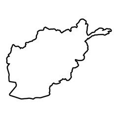 Obraz premium Afghanistan White Map with Black Outline