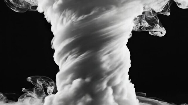Abstract white smoke column rising against a dark backdrop