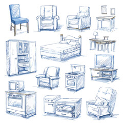 Fototapeta premium Furniture pieces for home interior design.