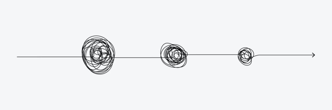 Complex line and Complicated way. Idea thinking process concept. Messy ball becomes a straight line concept. Vector Illustration .  EPS 10 .