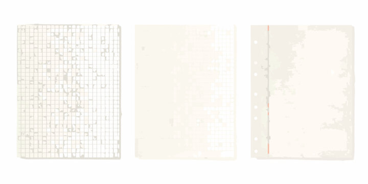 graph paper sheets blank paper and binder inserts on white background